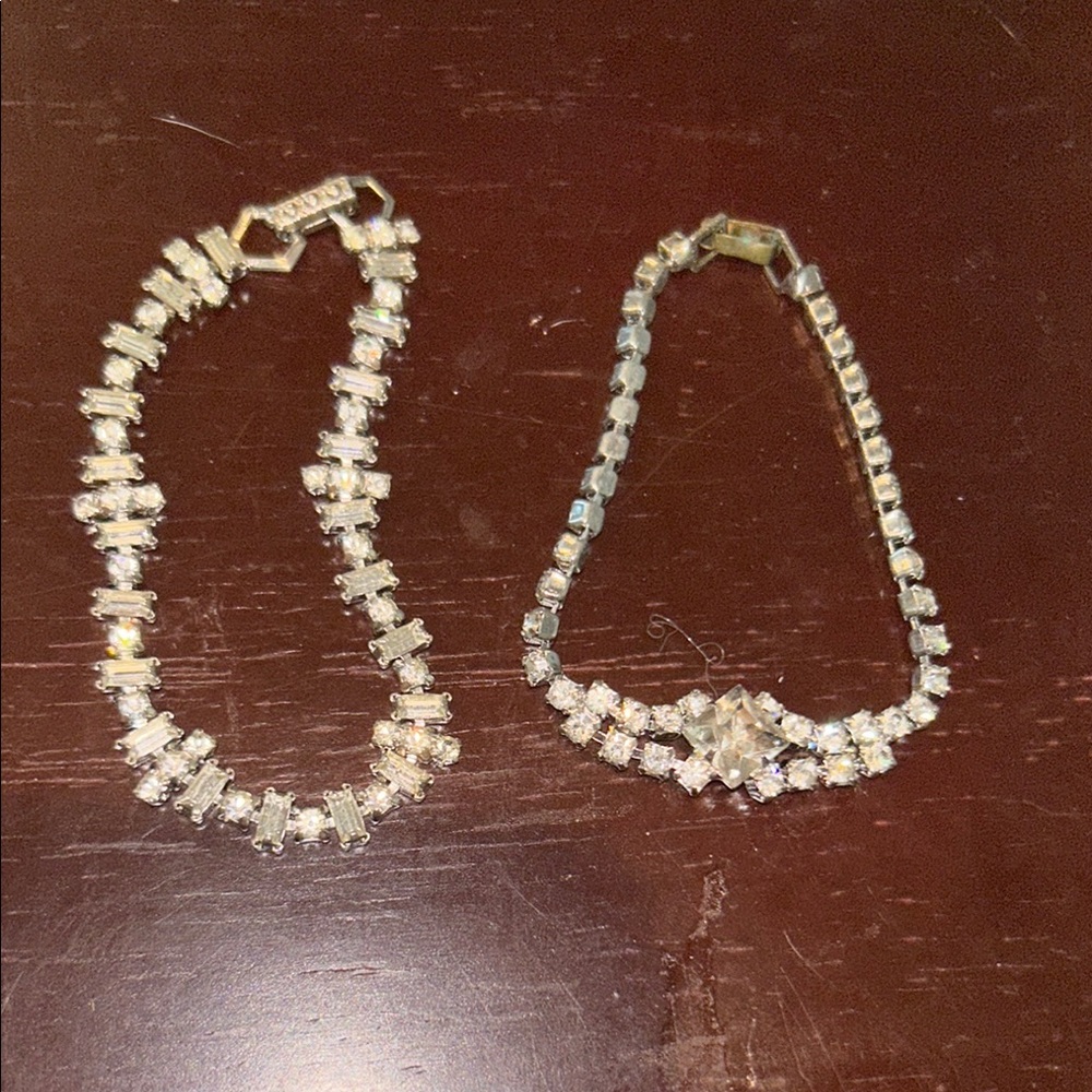 Elegant Silver Crystal Bracelet Set